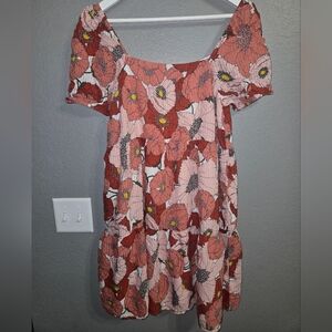 Loft Poppy Floral Tiered Midi Dress Size 8 Tall